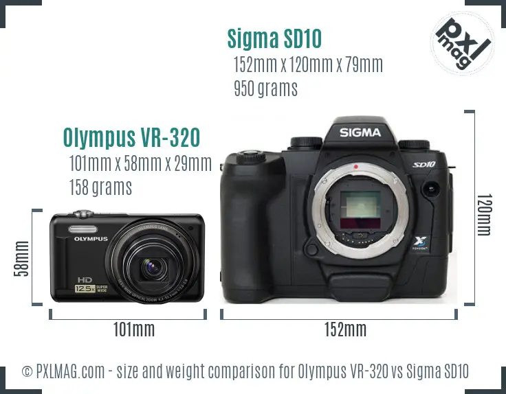 Olympus VR-320 vs Sigma SD10 size comparison Olympus VR-320 vs Sigma SD10 size comparison