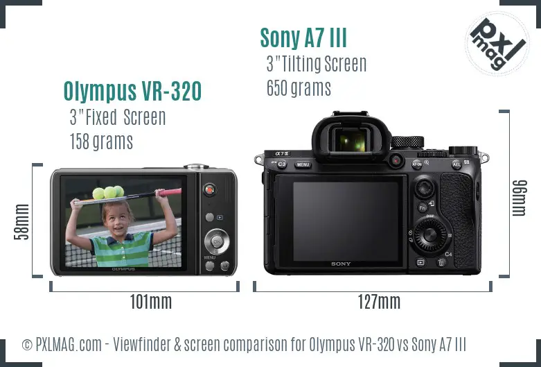 Olympus VR-320 vs Sony A7 III Screen and Viewfinder comparison