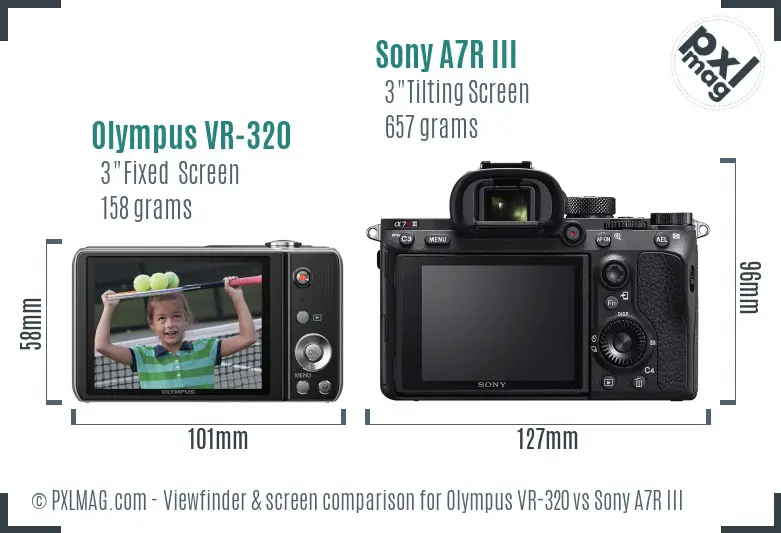 Olympus VR-320 vs Sony A7R III Screen and Viewfinder comparison