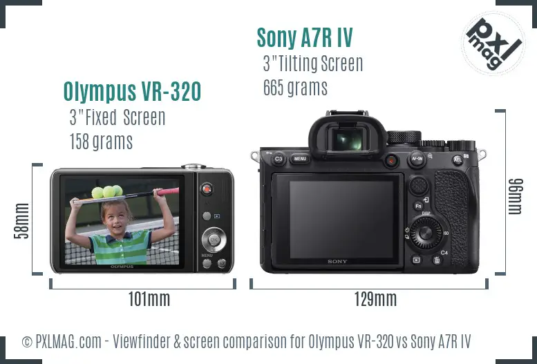 Olympus VR-320 vs Sony A7R IV Screen and Viewfinder comparison