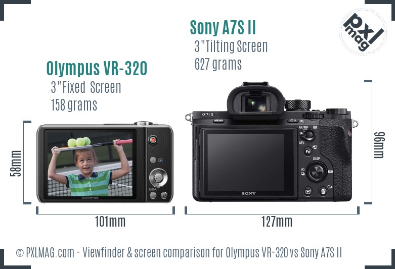 Olympus VR-320 vs Sony A7S II Screen and Viewfinder comparison