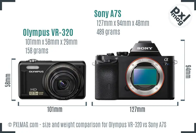 Olympus VR-320 vs Sony A7S size comparison