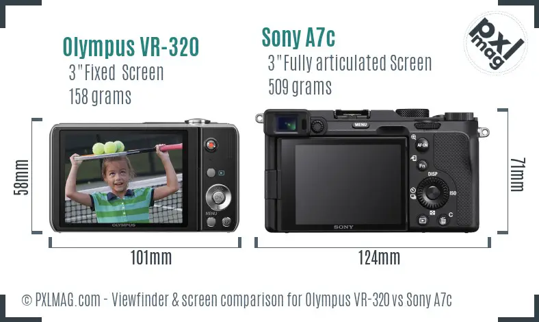 Olympus VR-320 vs Sony A7c Screen and Viewfinder comparison
