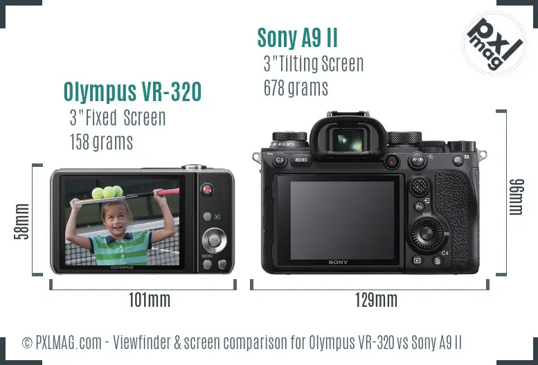Olympus VR-320 vs Sony A9 II Screen and Viewfinder comparison