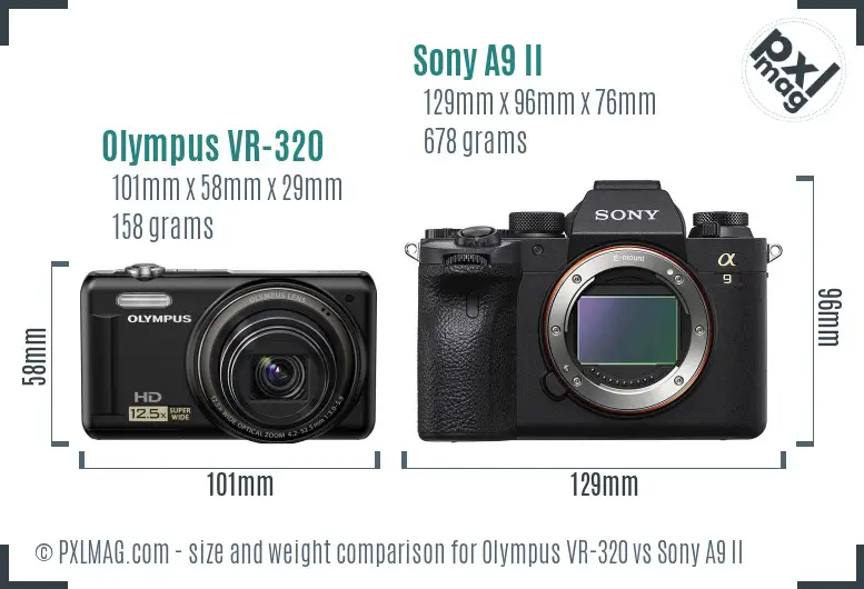 Olympus VR-320 vs Sony A9 II size comparison