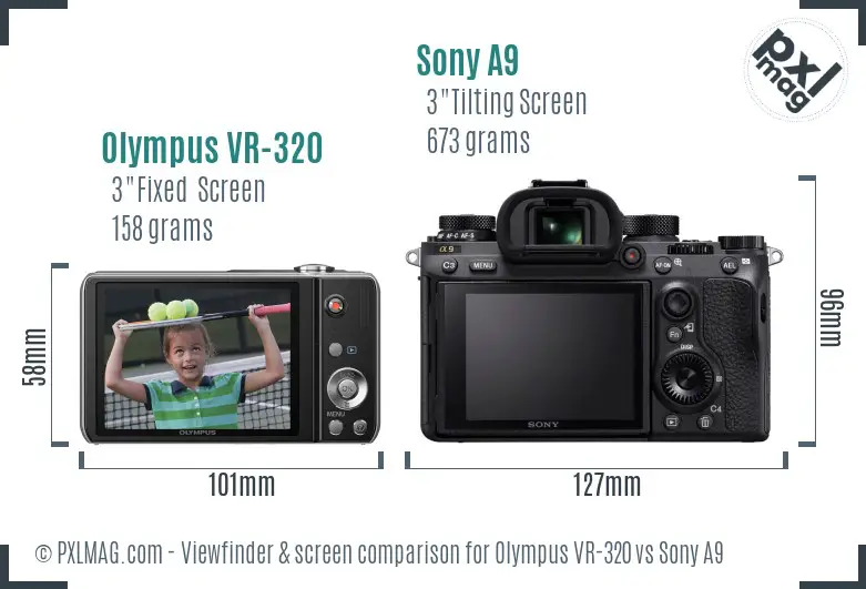Olympus VR-320 vs Sony A9 Screen and Viewfinder comparison