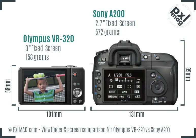 Olympus VR-320 vs Sony A200 Screen and Viewfinder comparison
