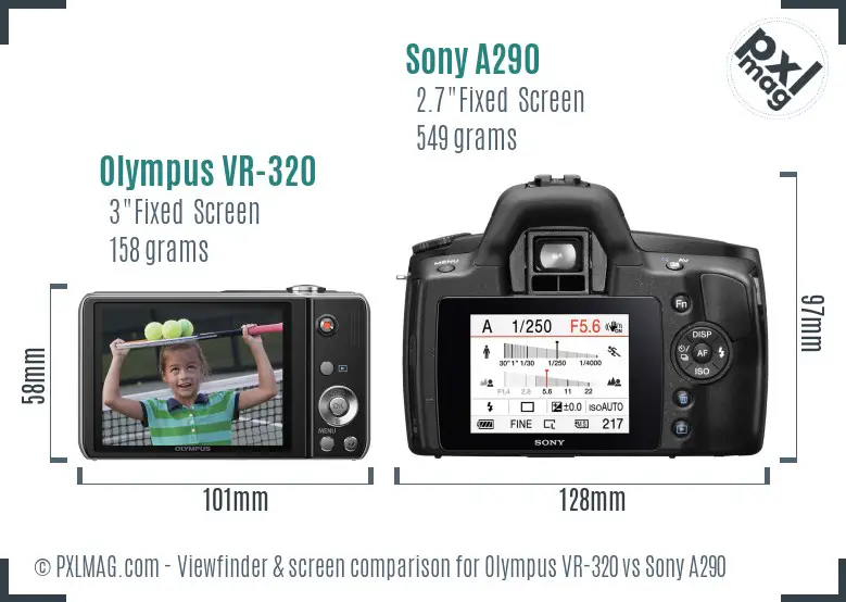 Olympus VR-320 vs Sony A290 Screen and Viewfinder comparison