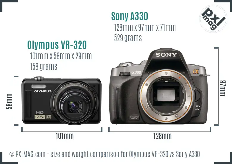 Olympus VR-320 vs Sony A330 size comparison