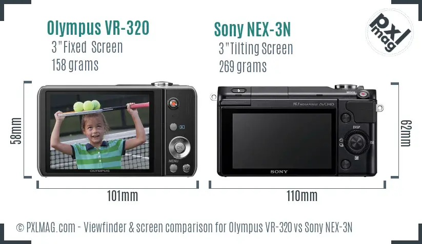 Olympus VR-320 vs Sony NEX-3N Screen and Viewfinder comparison