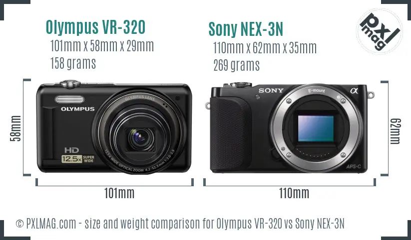 Olympus VR-320 vs Sony NEX-3N size comparison