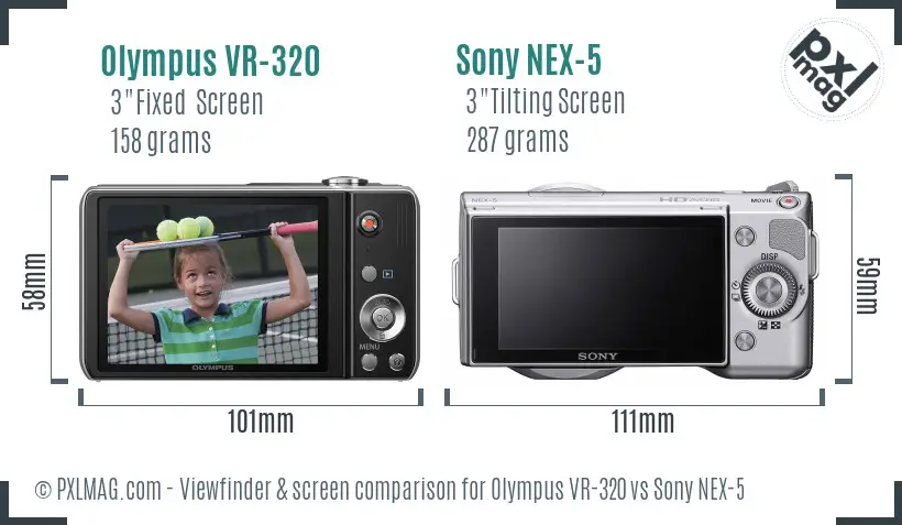 Olympus VR-320 vs Sony NEX-5 Screen and Viewfinder comparison