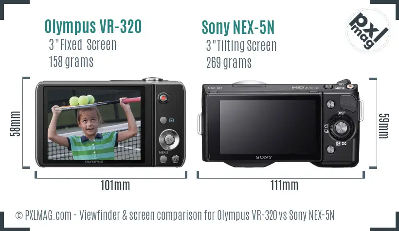 Olympus VR-320 vs Sony NEX-5N Screen and Viewfinder comparison