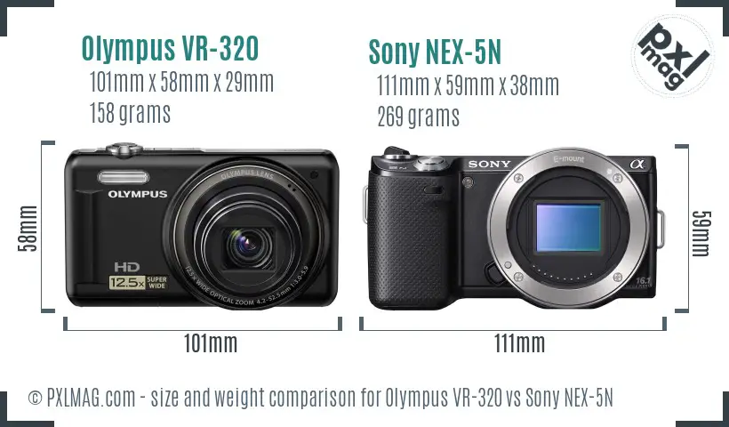 Olympus VR-320 vs Sony NEX-5N size comparison