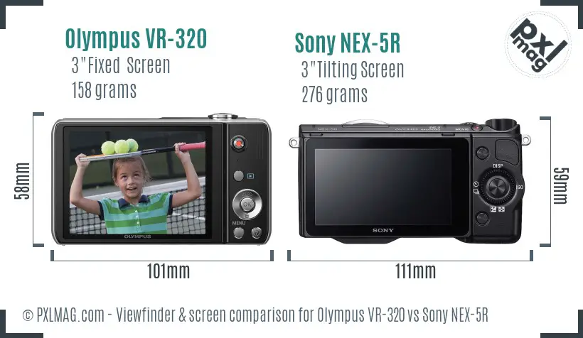 Olympus VR-320 vs Sony NEX-5R Screen and Viewfinder comparison