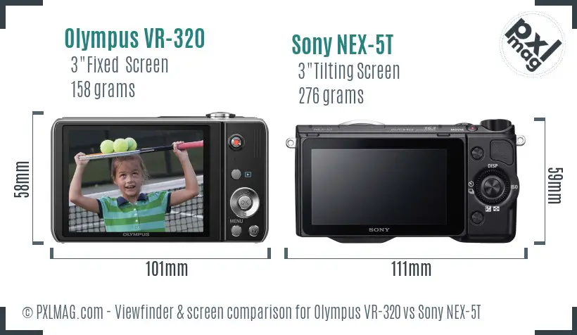 Olympus VR-320 vs Sony NEX-5T Screen and Viewfinder comparison