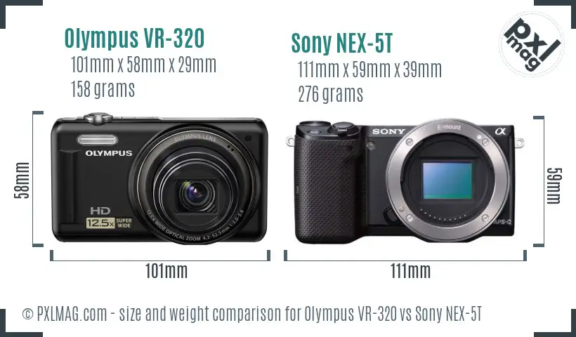 Olympus VR-320 vs Sony NEX-5T size comparison