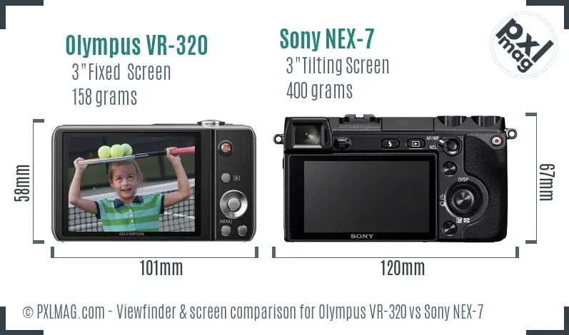 Olympus VR-320 vs Sony NEX-7 Screen and Viewfinder comparison