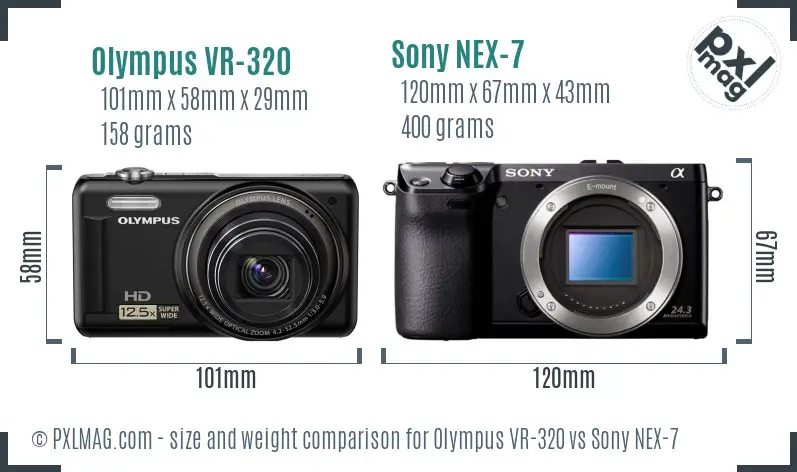 Olympus VR-320 vs Sony NEX-7 size comparison