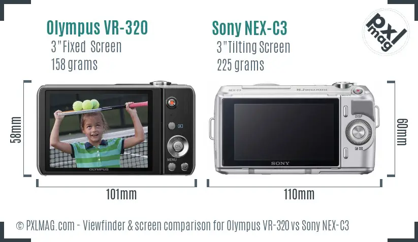 Olympus VR-320 vs Sony NEX-C3 Screen and Viewfinder comparison