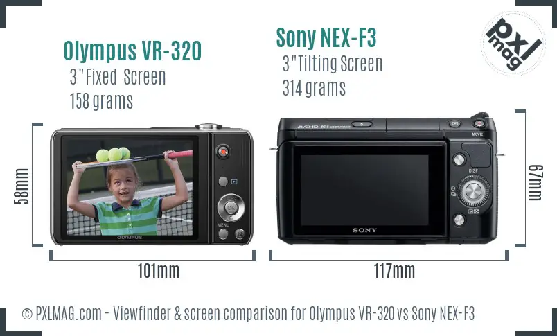 Olympus VR-320 vs Sony NEX-F3 Screen and Viewfinder comparison