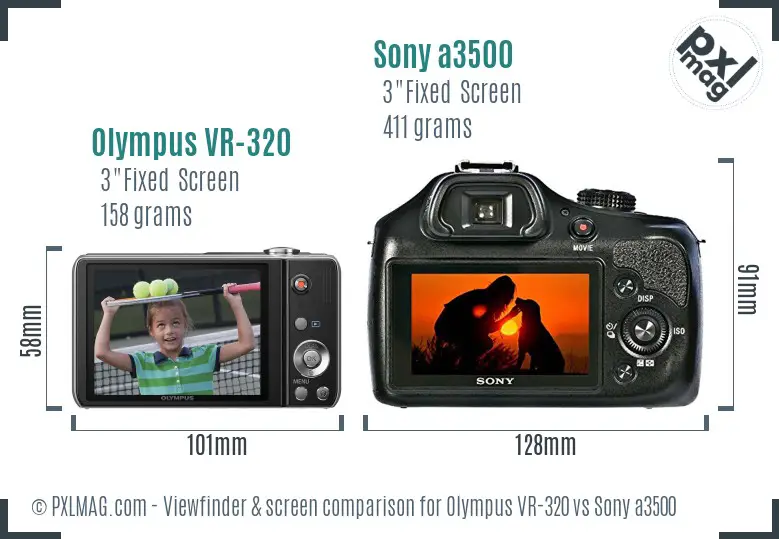 Olympus VR-320 vs Sony a3500 Screen and Viewfinder comparison