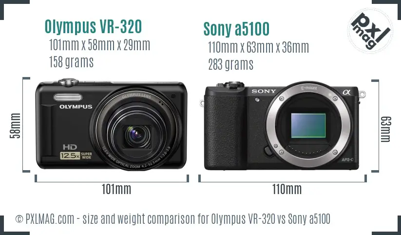 Olympus VR-320 vs Sony a5100 Size Comparison