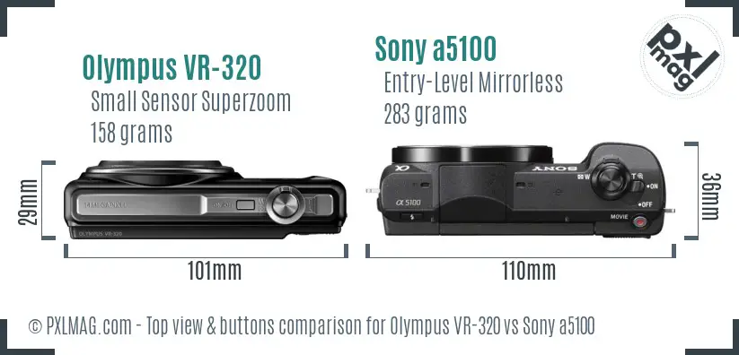 Top View Design and Control Layout of Olympus VR-320 and Sony a5100