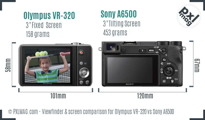 Olympus VR-320 vs Sony A6500 Screen and Viewfinder comparison