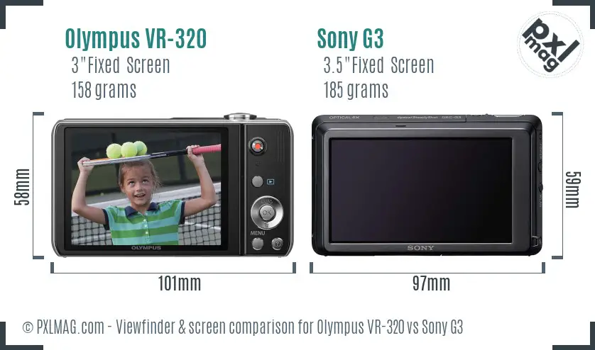 Olympus VR-320 vs Sony G3 Screen and Viewfinder comparison