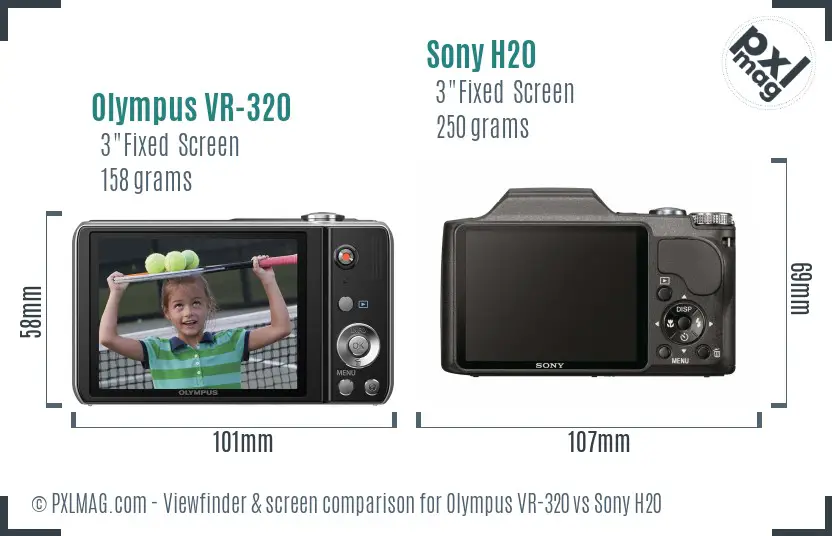 Olympus VR-320 vs Sony H20 Screen and Viewfinder comparison