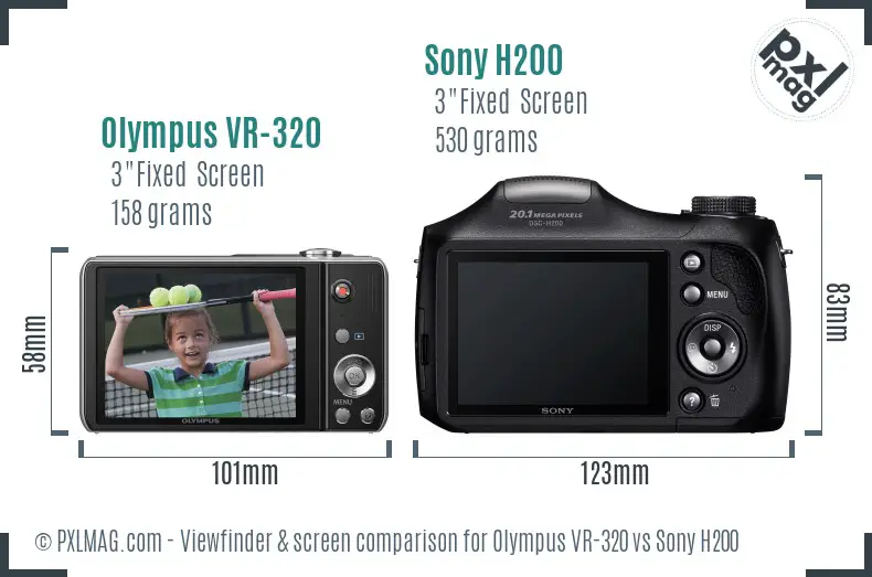 Olympus VR-320 vs Sony H200 Screen and Viewfinder comparison