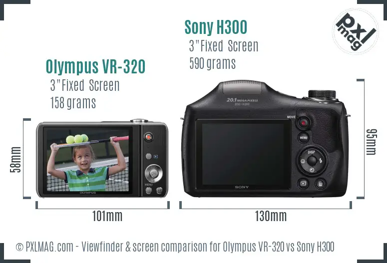 Olympus VR-320 vs Sony H300 Screen and Viewfinder comparison