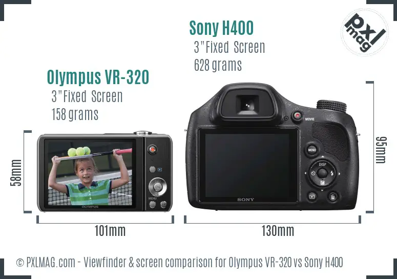 Olympus VR-320 vs Sony H400 Screen and Viewfinder comparison
