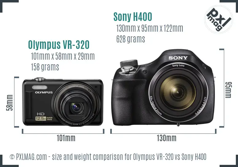 Olympus VR-320 vs Sony H400 size comparison
