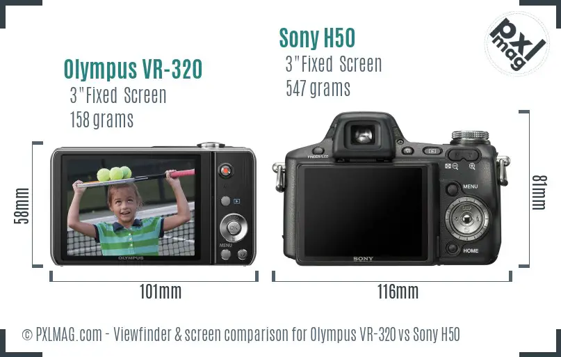 Olympus VR-320 vs Sony H50 Screen and Viewfinder comparison