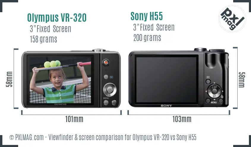 Olympus VR-320 vs Sony H55 Screen and Viewfinder comparison