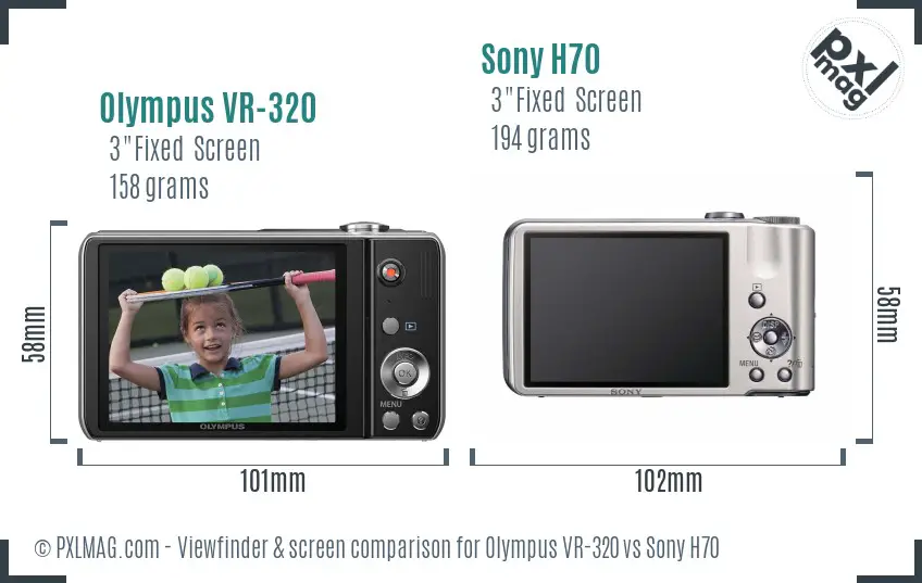 Olympus VR-320 vs Sony H70 Screen and Viewfinder comparison