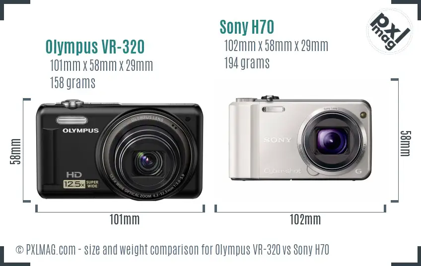 Olympus VR-320 vs Sony H70 size comparison