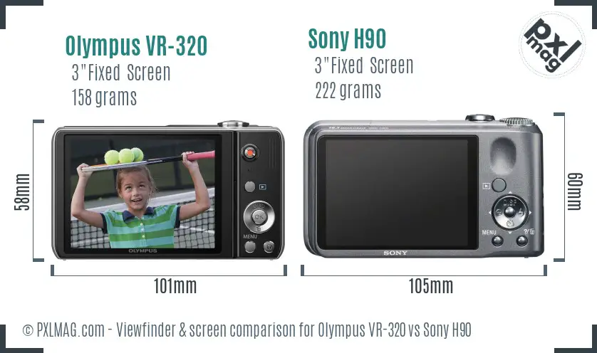 Olympus VR-320 vs Sony H90 Screen and Viewfinder comparison