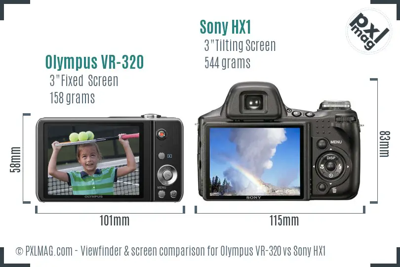 Olympus VR-320 vs Sony HX1 Screen and Viewfinder comparison