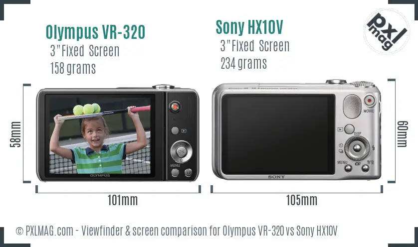 Olympus VR-320 vs Sony HX10V Screen and Viewfinder comparison