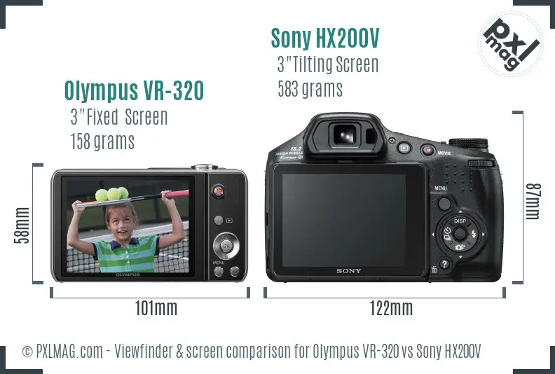 Olympus VR-320 vs Sony HX200V Screen and Viewfinder comparison