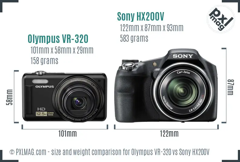 Olympus VR-320 vs Sony HX200V size comparison