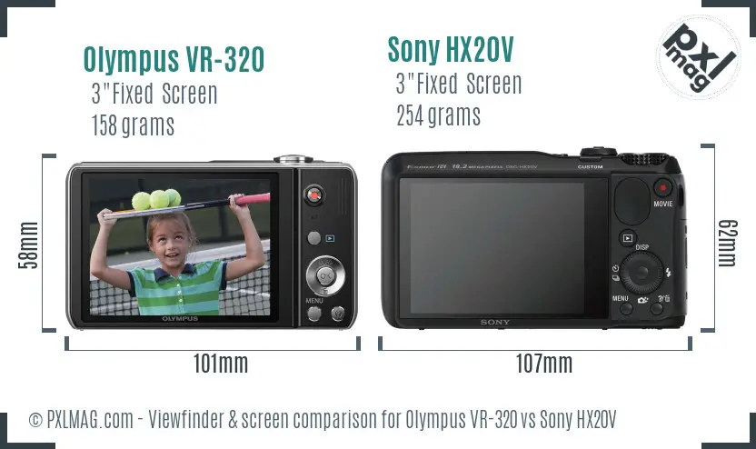 Olympus VR-320 vs Sony HX20V Screen and Viewfinder comparison