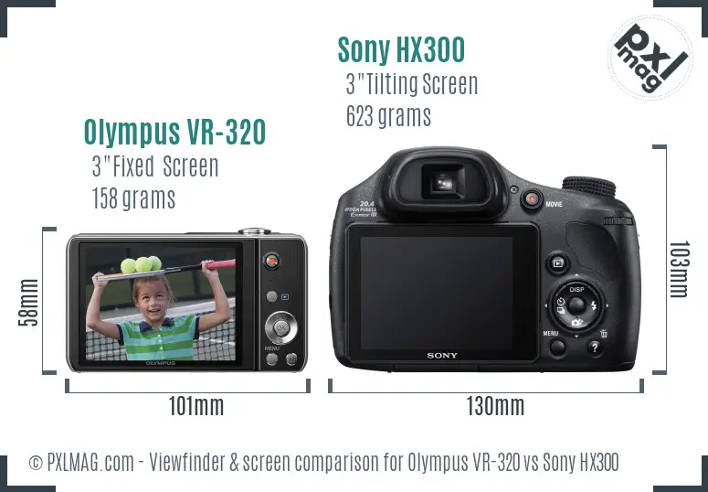 Olympus VR-320 vs Sony HX300 Screen and Viewfinder comparison