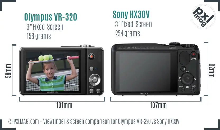 Olympus VR-320 vs Sony HX30V Screen and Viewfinder comparison