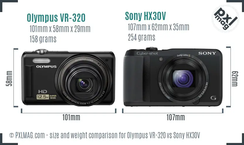 Olympus VR-320 vs Sony HX30V size comparison