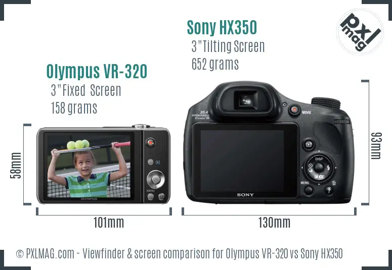 Olympus VR-320 vs Sony HX350 Screen and Viewfinder comparison
