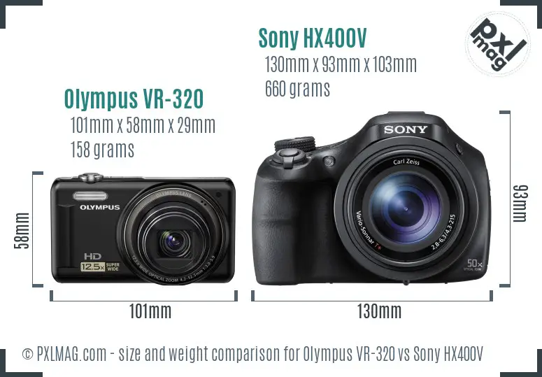 Olympus VR-320 vs Sony HX400V size comparison